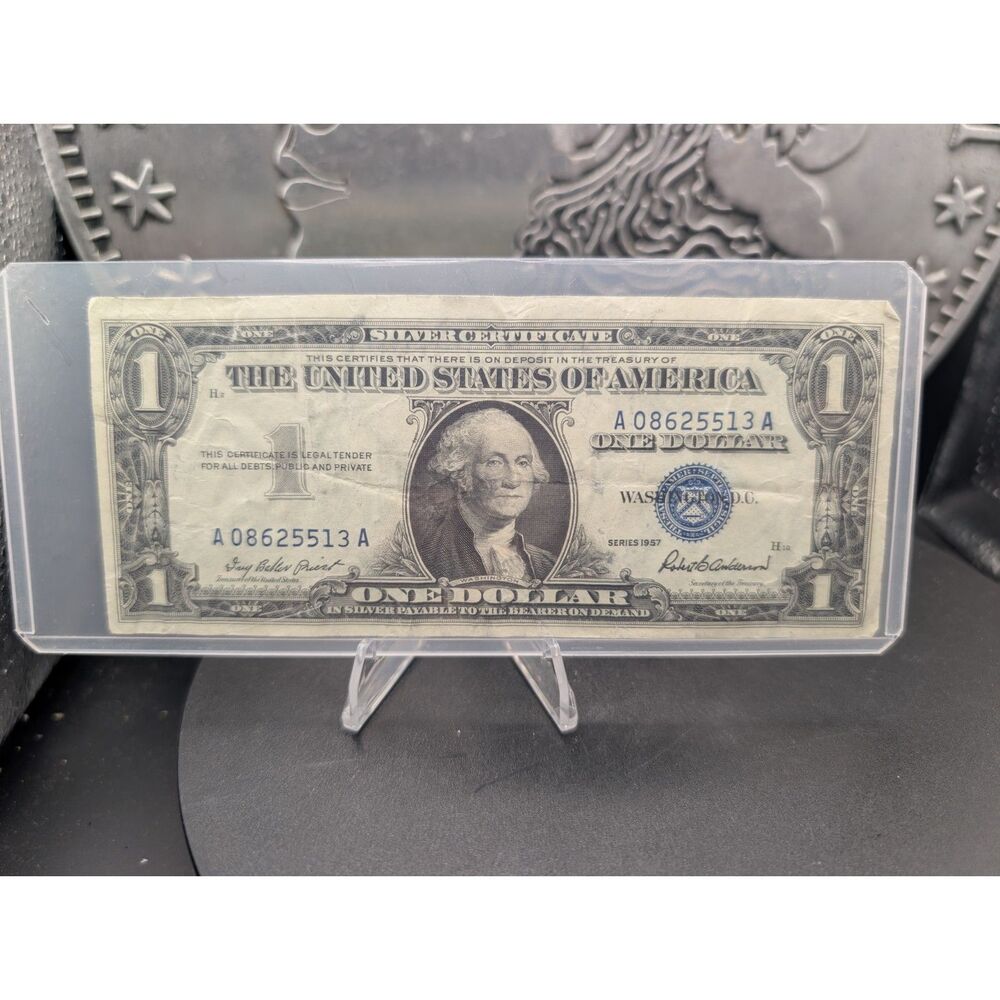 1957 $1 Silver Certificate • Blue Seal • A08625513A • Clean Circulated